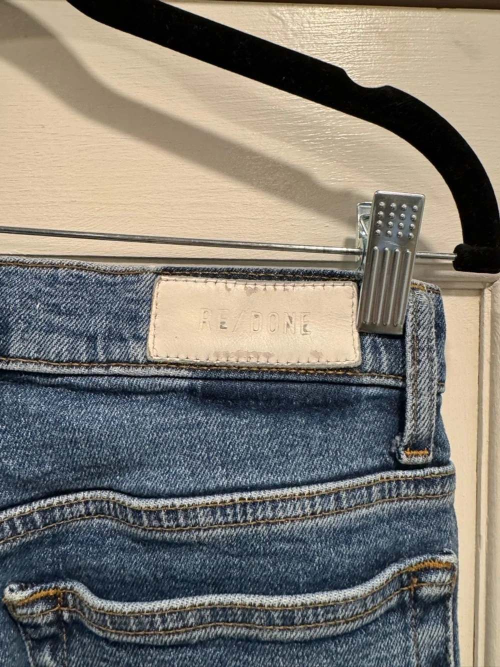Re/Done RE/DONE High Rise Stretch Reissue Stovepipe Denim 25 Straight Leg 90s - Picture 8 of 9
